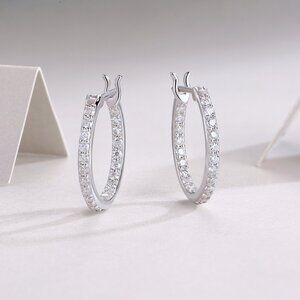 Certified Moissanite Diamond S925 Silver Double Sided Diamond Earrings